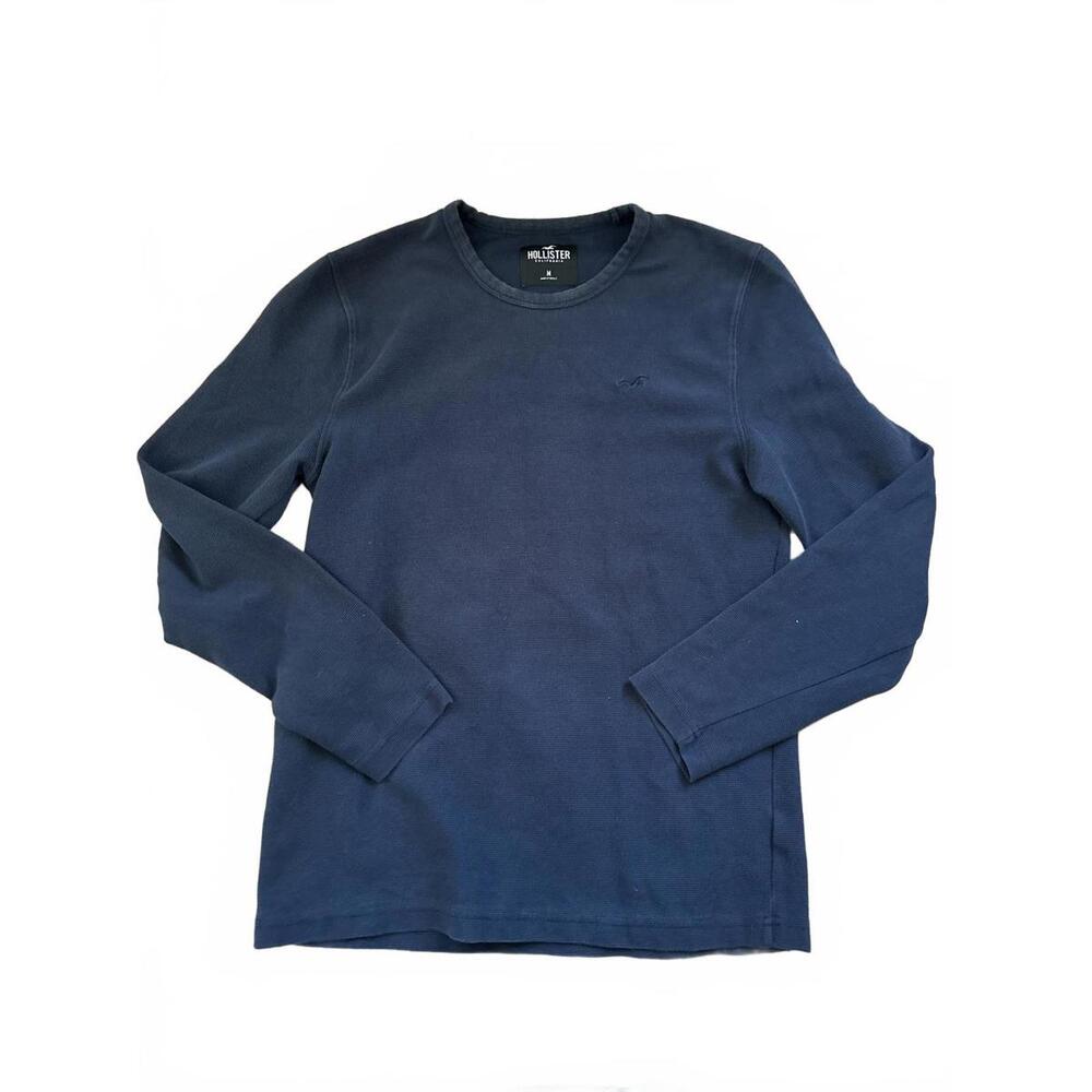 Hollister Men's Long Sleeve Navy Blue Shirt Medium